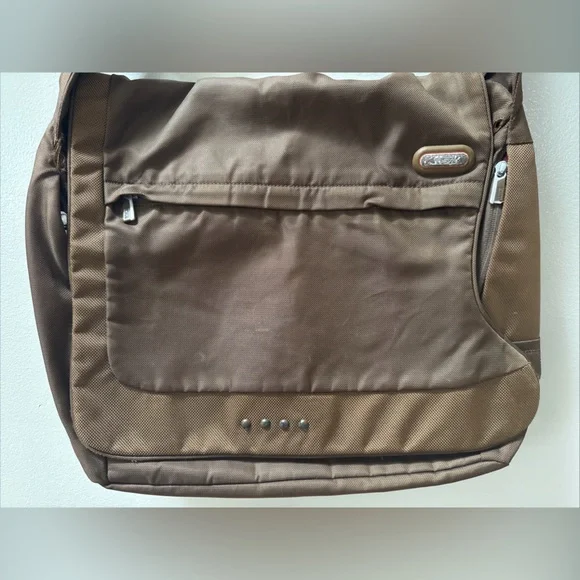 Tech by TUMI 5112B Expandable Brown Orange Laptop Messenger Shoulder Bag