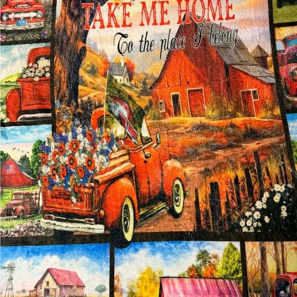 New 40*64 Take Me Home Vintage Red Truck Plush Throw