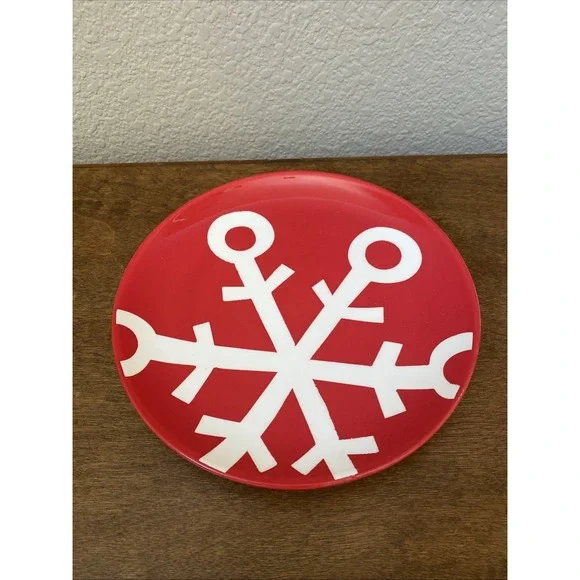 Snowflake Holiday Plate Christmas Target Home Be Merry 2010 Red + White 9