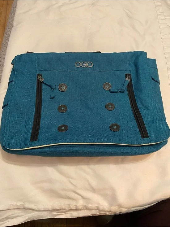 OGIO Blue Laptop Messenger Bag Tech Organizer Padded Tablet Compartment