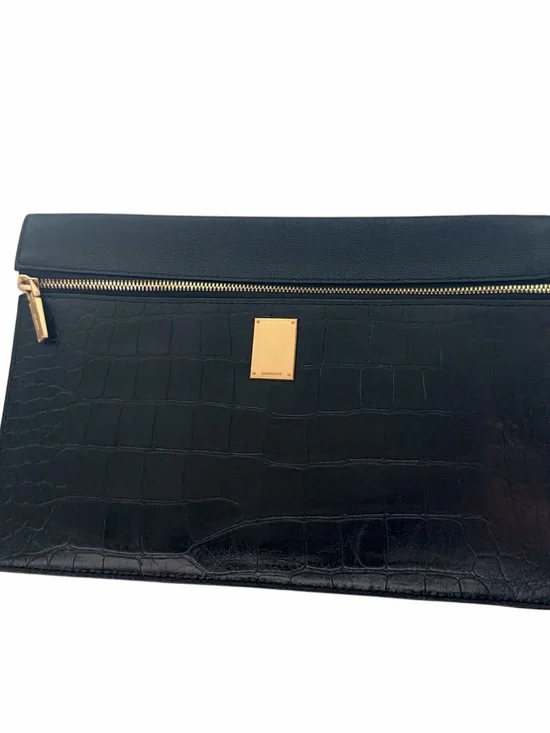 Couronne Leather Clutch with Gold Hardware