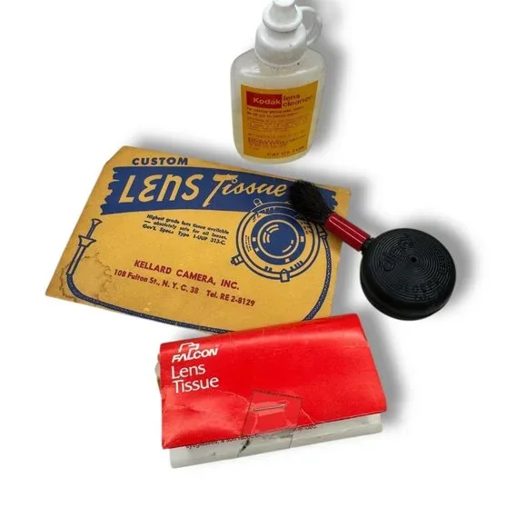 Vintage Camera Lens Cleaning Kit Kodak Cleaner Alpex Blower Brush Tissues