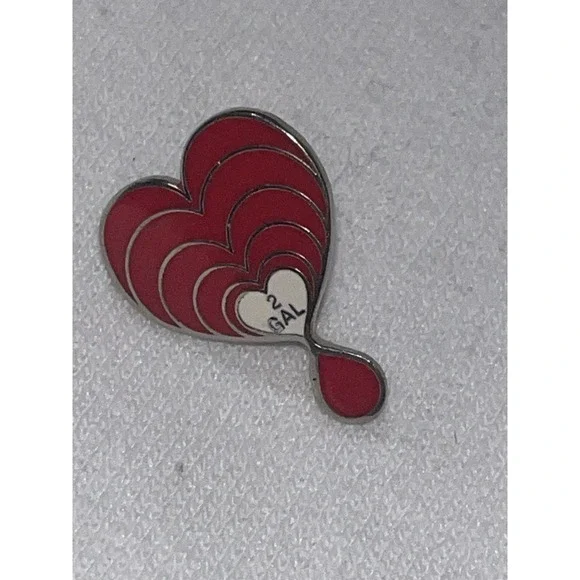 Red Hat Society 2 Gal Heart Enamel Lapel Pin Red Hatters Member Pin