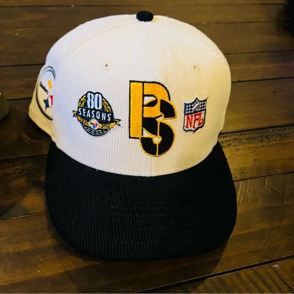 Men's Pittsburgh Steelers New Era Cream/Black Corduroy 59FIFTY Fitted Hat