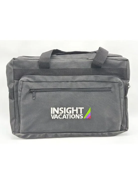 Insight Vacations Black Nylon Travel Organizer Bag With Zipper Compartments 16x1