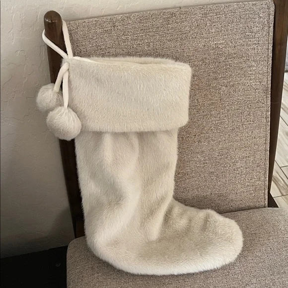 Target Cream Faux Fur Holiday Stocking