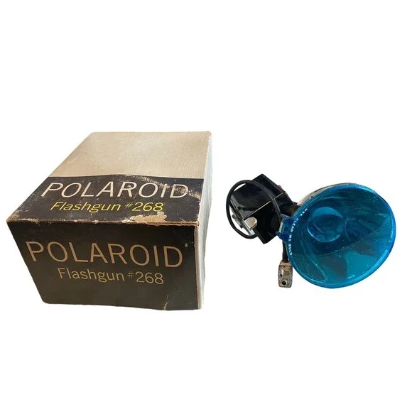 VINTAGE POLAROID CAMERA FLASHGUN #268 ORIGINAL BOX‎ LAND CAMERA 100,240,250,350