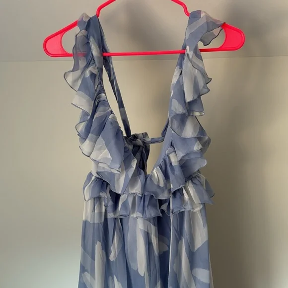 Abercrombie & Fitch Blue Ruffled Maxi Dress