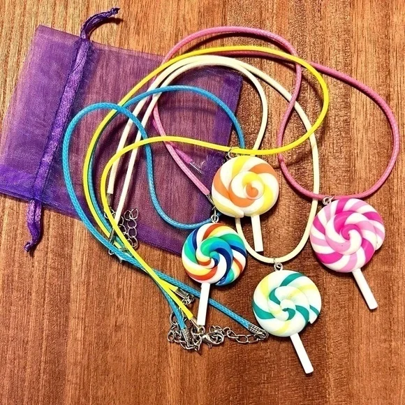 Set of 4 Lollipop Necklaces Brand New!