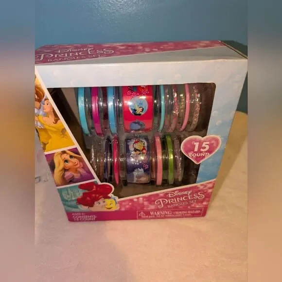 Disney Princess Bangles 15 Count Set Different Style/Color Belle Cinderella NEW