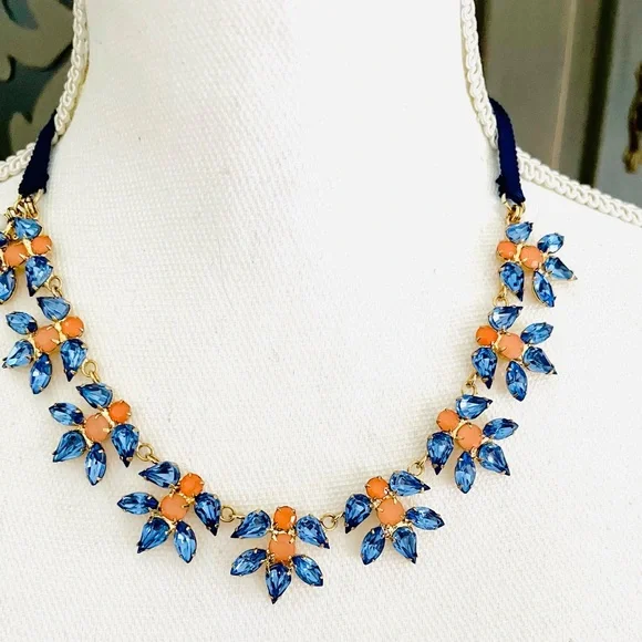 Crewcuts blue floral necklace with grosgrain ribbon tie
