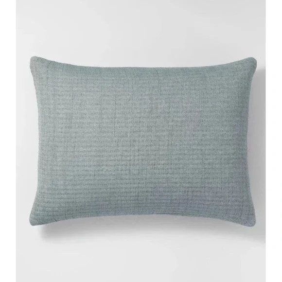 Casaluna Standard Reversible Textured Cotton Chambray Sham Dark Teal Blue