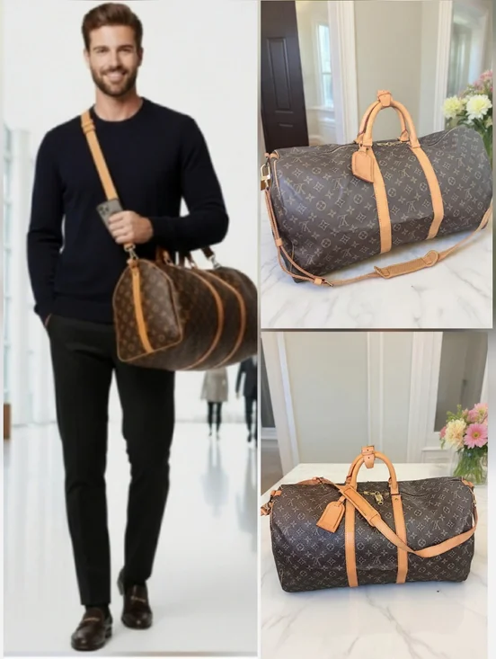 Louis Vuitton Keepall Bandouliere 55 Monogram Vintage 1990 Full Set ✨