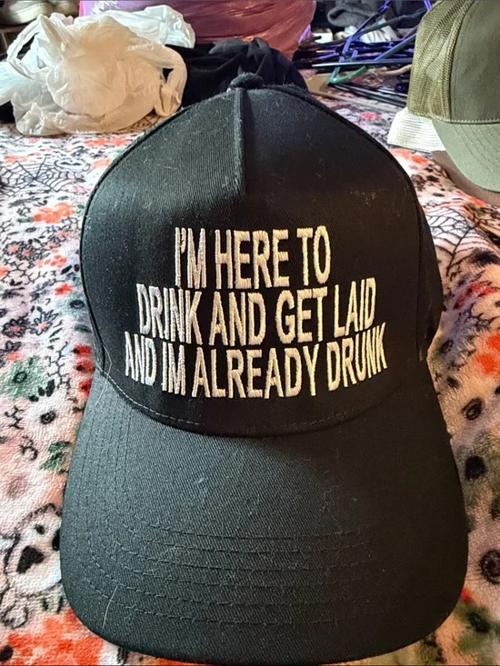 OTTO Black Cap with White Embroidered Slogan