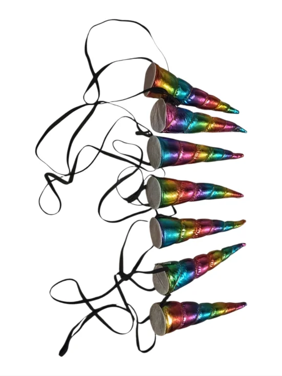 6 Pieces Of Rainbow Unicorn Horn Party Headbands - Multicolor PRIDE NEW