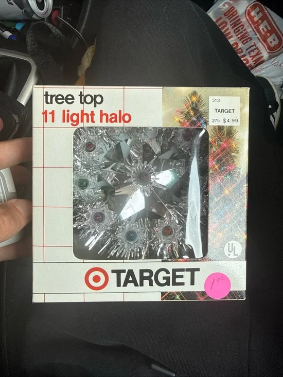 Target Silver Tinsel Tree Top Halo with Multicolor Gems