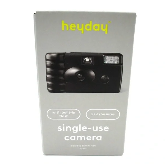 Heyday Single-Use 35mm Film Camera Black Built-In Flash 27 Exposures New