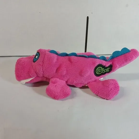 Squeaky Plush Dog Toy with Chew Guard Technology - Pink Mini Gator