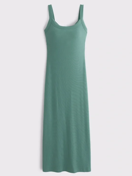 Abercrombie and Fitch green ribbed bra free essential 90s maxi dress LG TALL
