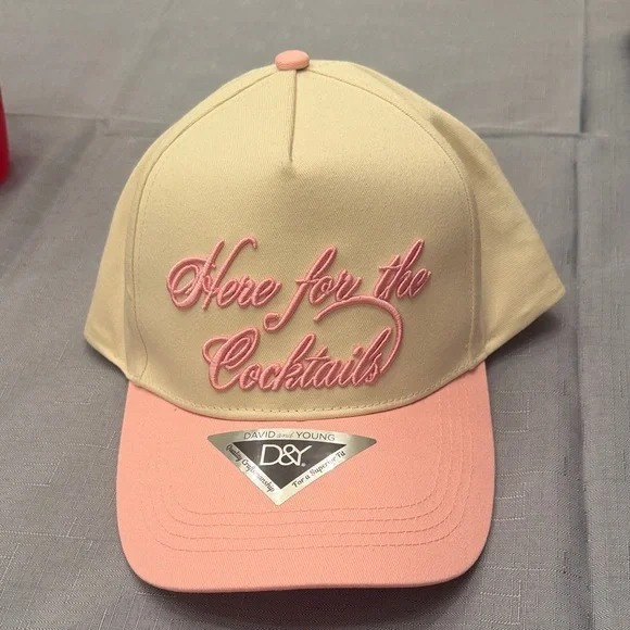 David and Young Two-Tone 'Here for the Cocktails' Pink & Cream Cap