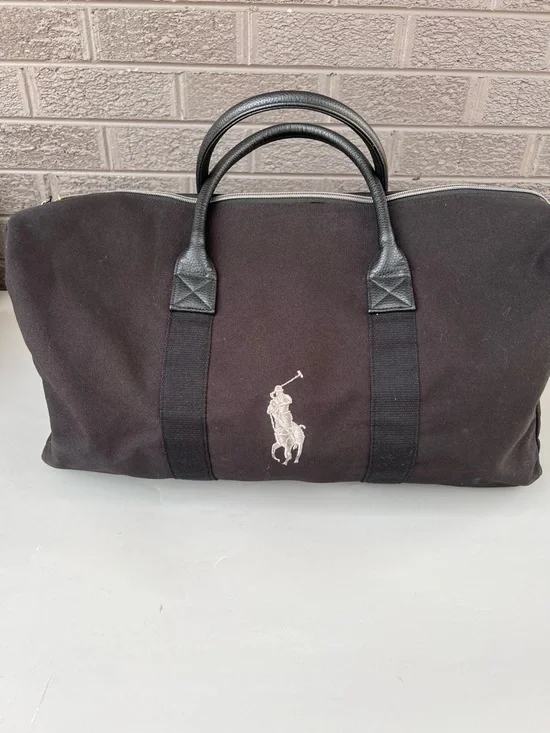 Polo by Ralph Lauren Black Canvas Duffel with Embroidered Polo Logo
