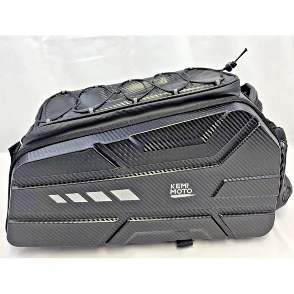 Kemimoto 15L Hard Shell Rear Rack Bag Carbon Fiber w/Rain Cover 19x11x8
