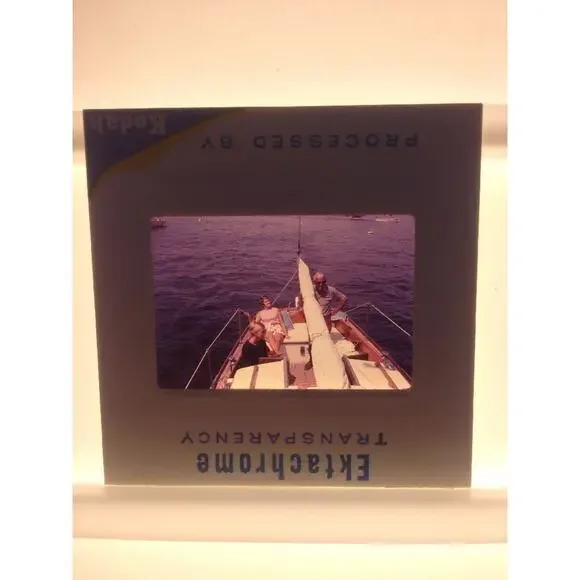 Vintage 1971 People on Sailboat Summer Vacation Ektachrome Photo Color Slide