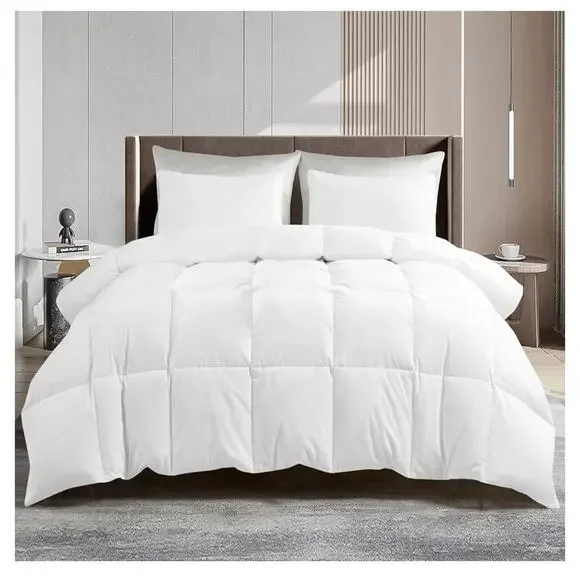 Lux Decor Queen White Bed Comforter Down Alternative Box Stitched All Season
