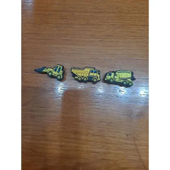 Lot Of 3 Yellow Heavy Duty Construction Themed‎ Croc Charm Jibz