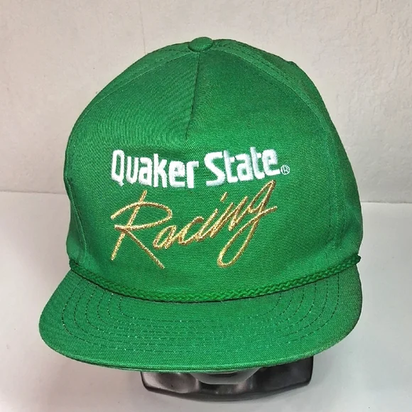 Vintage Quaker State Racing Lined Rope Snapback Trucker Hat Towel fabric lined