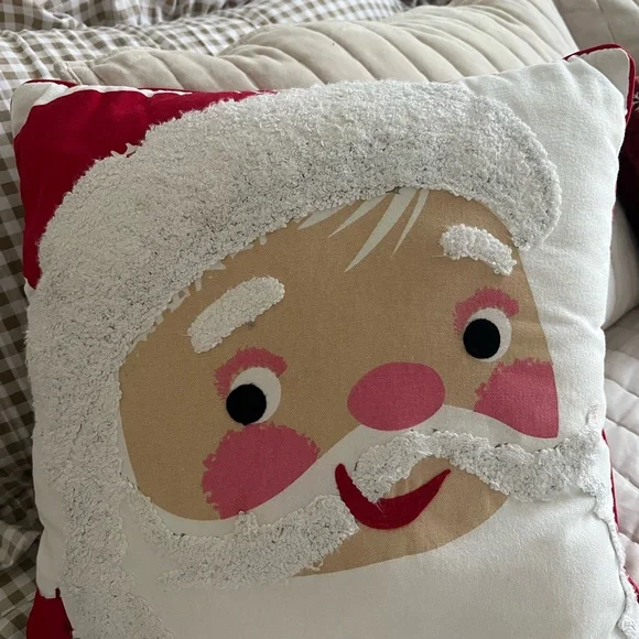 Target Santa Face Holiday Pillow - Red, White, Tan