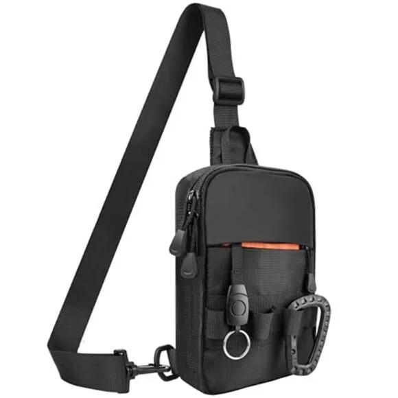 Mens Sling Bag Zippers Small Crossbody Bag for Hiking Travel Work, Water