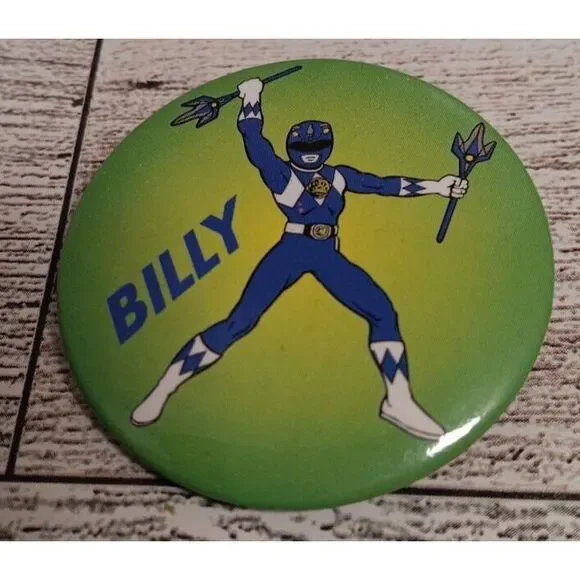 Vintage Power Rangers Billy Blue Button pin pinback collectable Souvenir‎ Promo