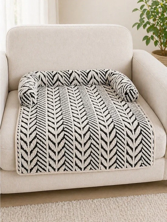 NIP CozyClaw Cat Couch Protector Mat Armchair Cover Black White Plush