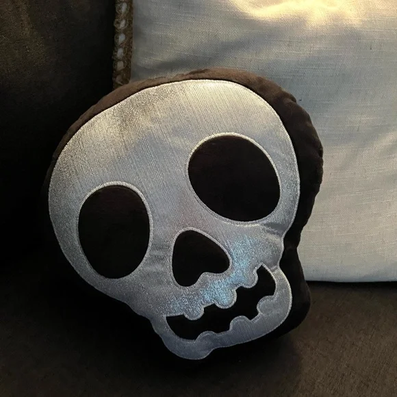 Target Halloween skull Silver and Black throw pillow