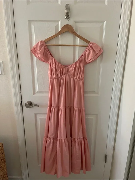Abercrombie & Fitch Ruffle Sleeve Tiered Poplin Maxi Dress