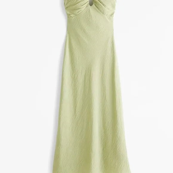 Strapless Twist-Front Maxi Dress