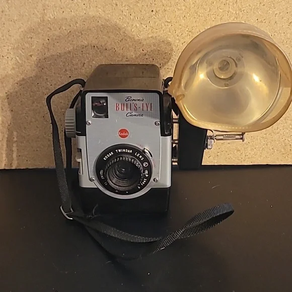 Vintage Kodak Brownie Bullseye Camera With Flash Attachment