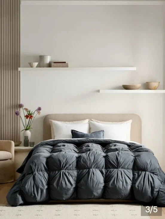 Quince DUSK Pintuck Comforter Organic Cotton King/Cal King Matte Lofty Cozy