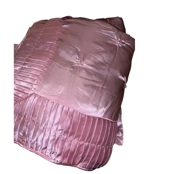 Vtg‎ 80's Seventeen Pink Satin Pearl Twin Comforter Set Balletcore Princess Y2K