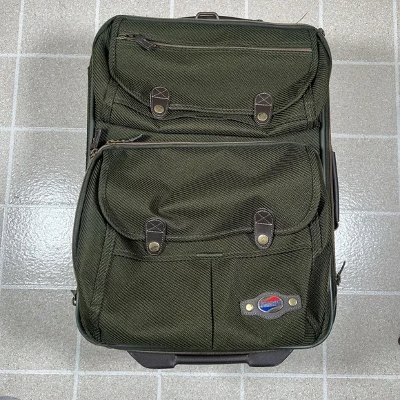 American‎ Tourister Softside Spinner Luggage Green Woven Fabric & Leather