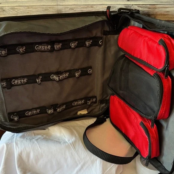 ★ Gastek Travel Organizer Portfolio Bag Document Case Red Black