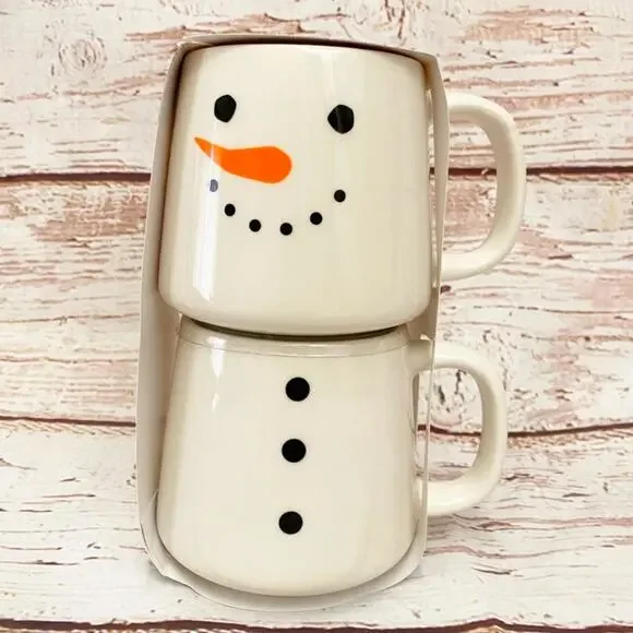 TARGET Bullseye's Playground Snowman Stacking Mug Set of 2 Holiday Winter