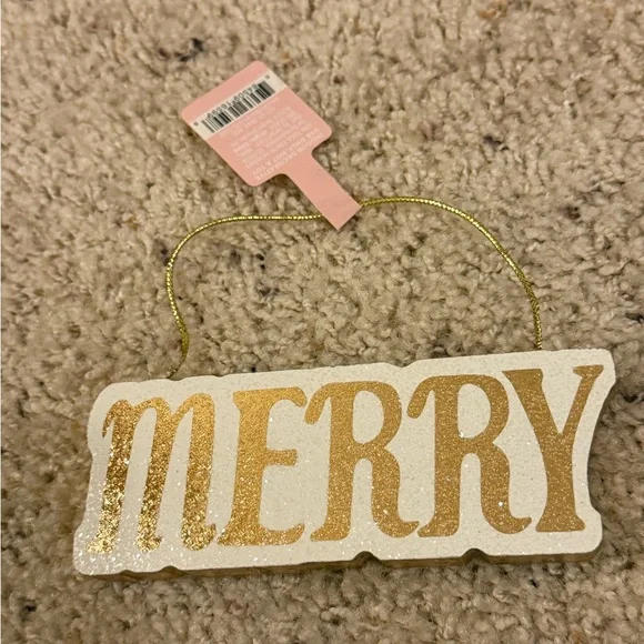 Target Gold and White 'Merry' Ornament