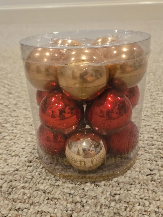 TARGET VINTAGE Red & Gold Glass Ornaments - Set of 15