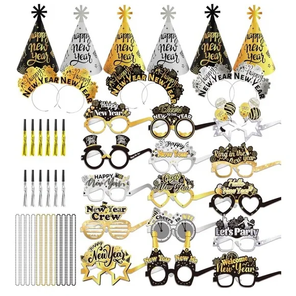 New Year's Eve Party Supplies Set - Gold and Silver (A198)