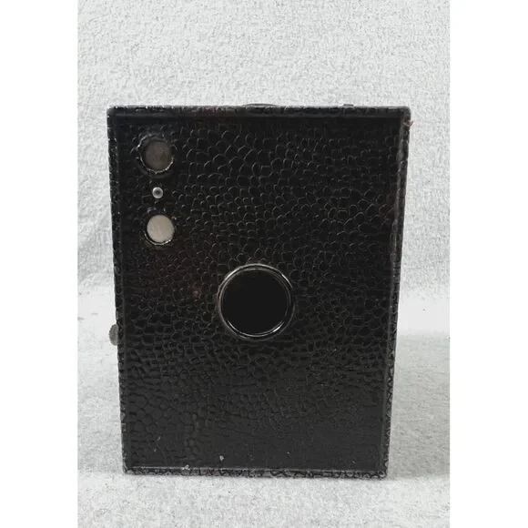 Vintage Antique Film‎ Box Camera Unbranded UNTESTED Black Leather look 1900's