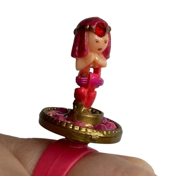 BLUEBIRD‎ POLLY POCKET 1992 Rose Princess Genie Ring Pink Gold Spinning Toy