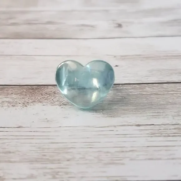 Lightly Iridescent Light Blue Heart Ring - Girls Ring