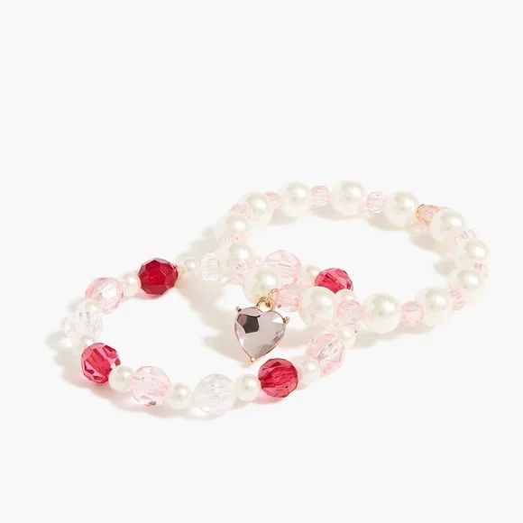 New girls JCrew heart stretch bracelets.
